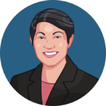 Smiling cartoon businesswoman avatar illustrating professional confidence in a corporate setting | Avatoon.net